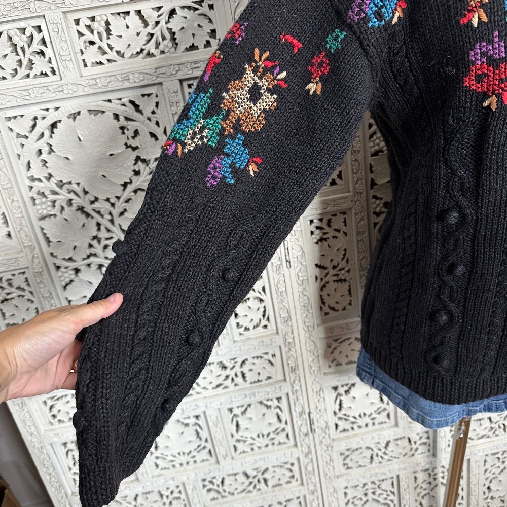 Vintage Black Whimsygoth Chunky Grannycore Sweater Sz Medium‎ - Picture 4 of 9